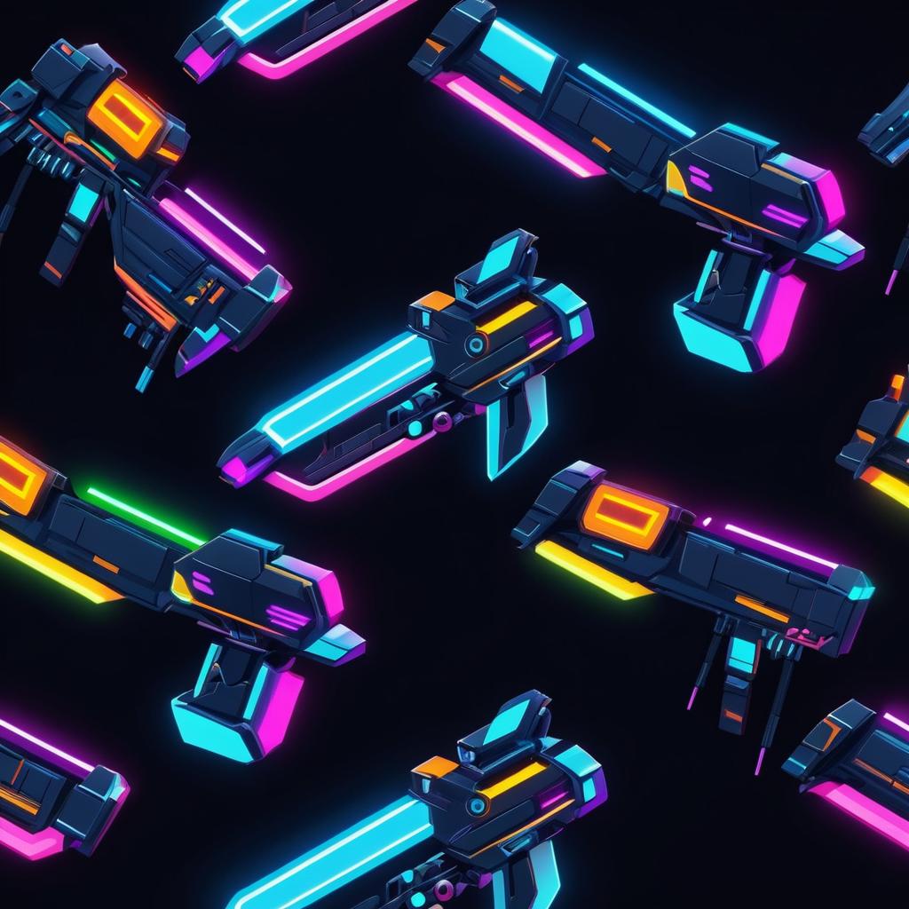 Futuristic Neon Robot Arms Design