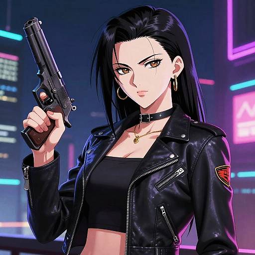Cyberpunk Mafia Anime Girl