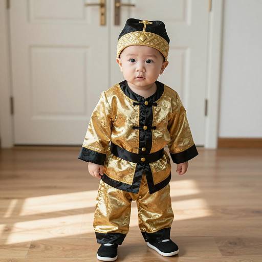 Baby in Traditional Gold and Black Costume