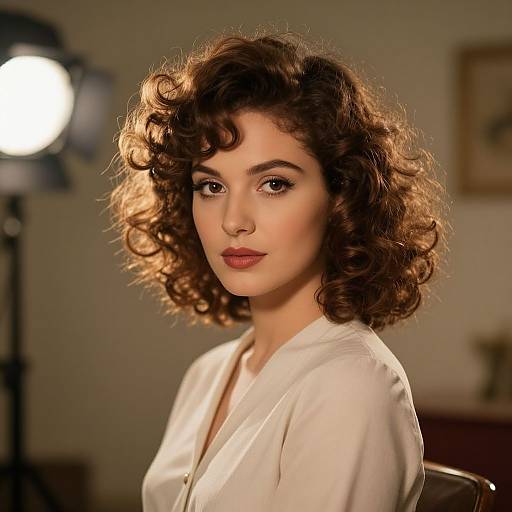 Vintage 1950s Curly Hairstyle Portrait