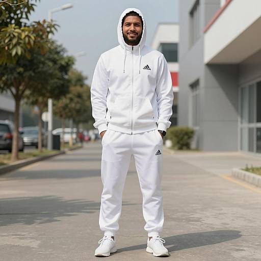 Casual Athletic Man in White Track Suit