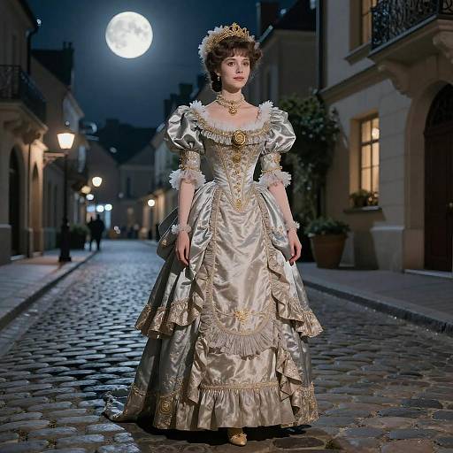 Elegant Victorian Lady in Moonlit Setting