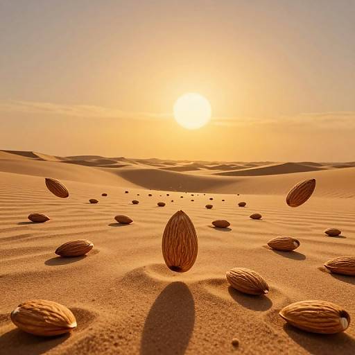 Surreal Almonds Floating Over Desert