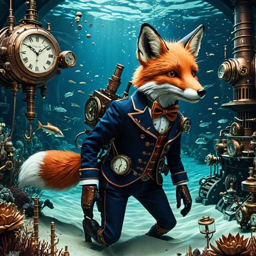 Steampunk Fox Automaton in Underwater City