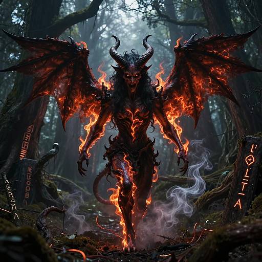 Sinister Horned Demon in Cursed Forest
