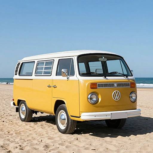Vintage VW Transporter by the Beach