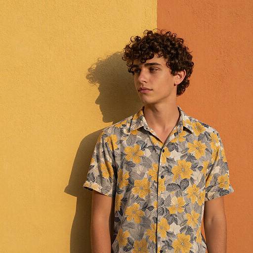 Vibrant Portrait Against Textured Wall