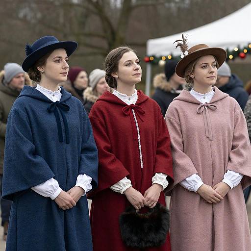 Elegant Period Costumes in Outdoor Setting