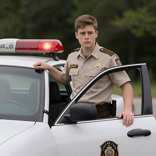 Young Park Ranger by Patrol Car