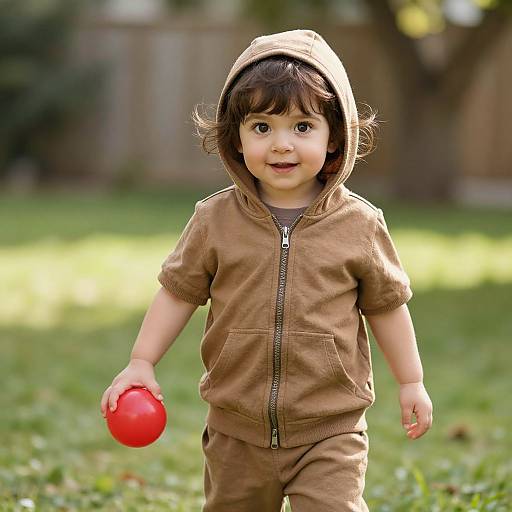 Toddler in Brown Hoodie Playing Outdoors
