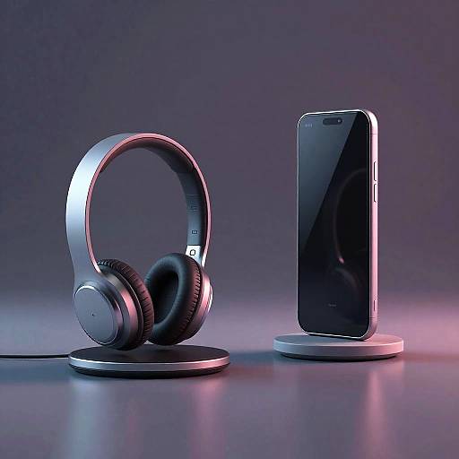 Futuristic Wireless Headphones and Smartphone