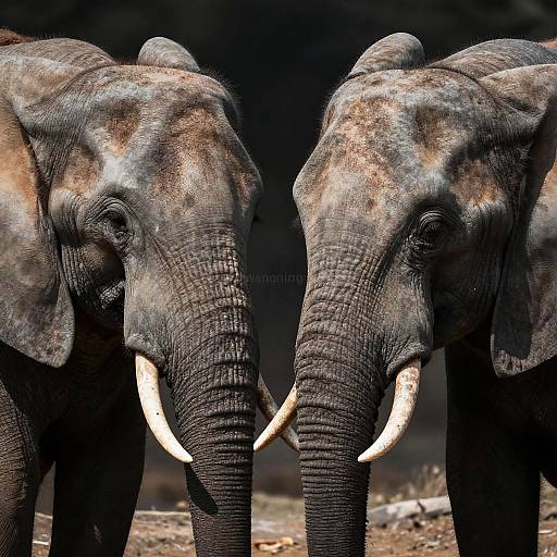 Close-Up of Two African Elephants Facing Each Other
