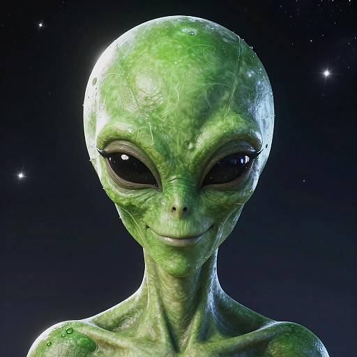 Vibrant Green Alien Face Cyberpunk