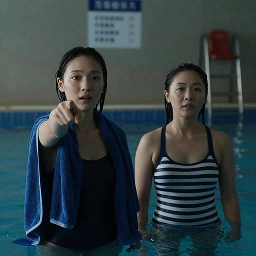 Two Women in Indoor Swimming Pool