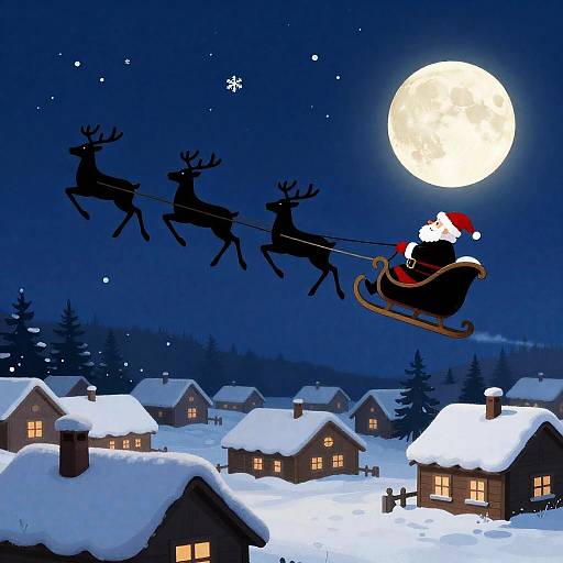 Santa's Nighttime Adventure in the Sky
