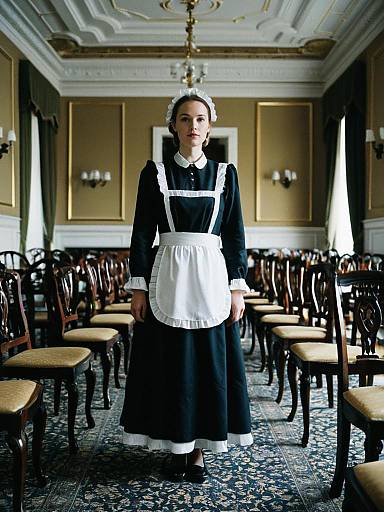 Woman in Long Sleeve Maid Costume