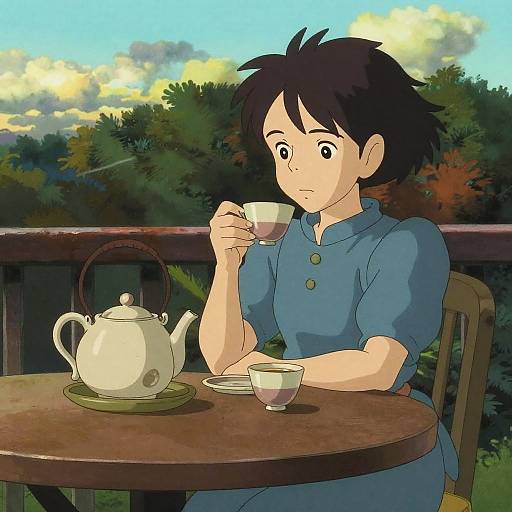 Studio Ghibli Style Quiet Afternoon Tea