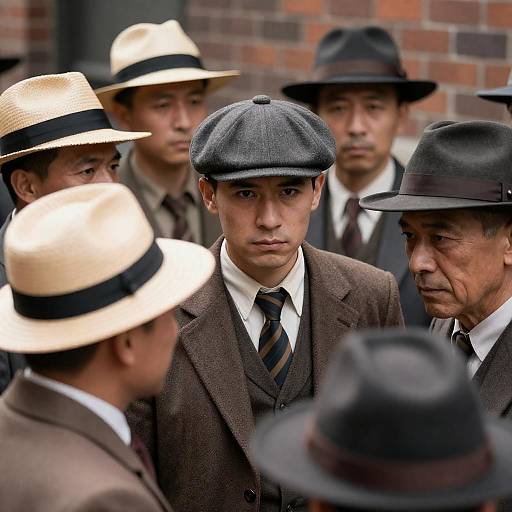 1930s Style Men in Hats on Street