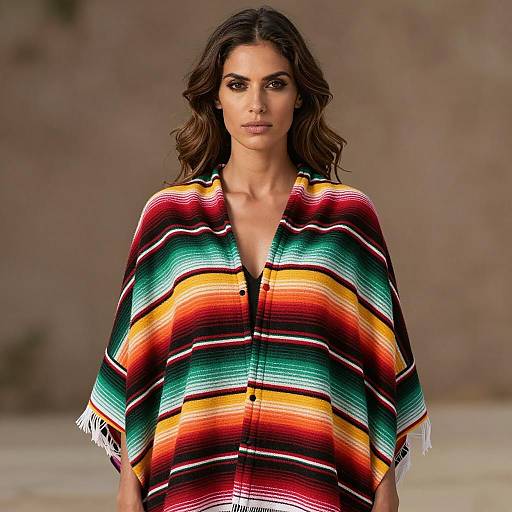 Elegant Woman in Colorful Serape Costume
