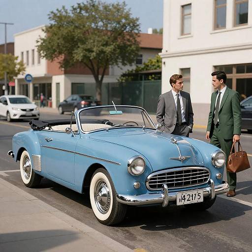 Vintage Convertible in City Street Scene
