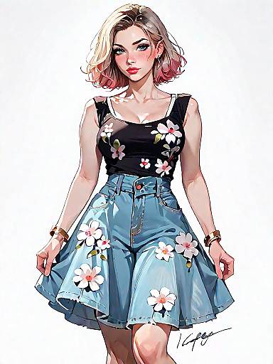 Stylish Woman in Floral Summer Outfit