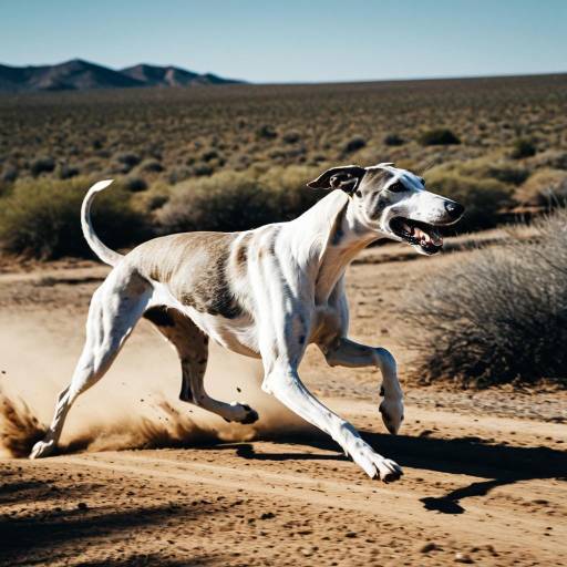 Greyhound Sprinting in Desert Greyhound Sprinting in Desert