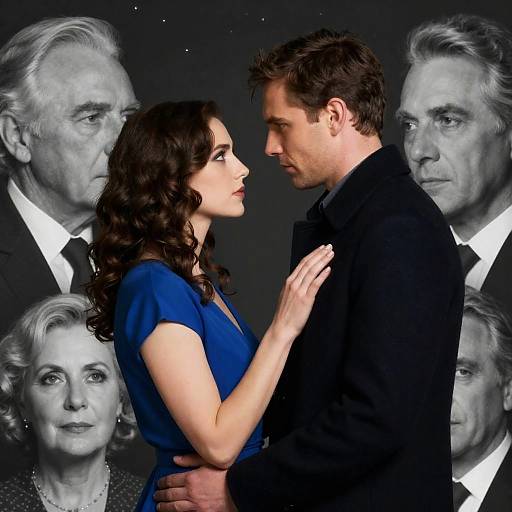 Intense Portrait of Couple with Monochrome Elders Background