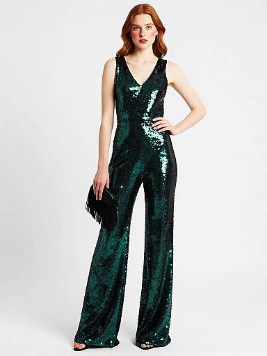 Forest-Green Sequin Jumpsuit Fashion Shot
