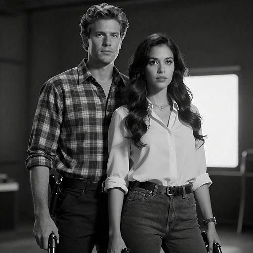 Dramatic Black-and-White Couple Portrait