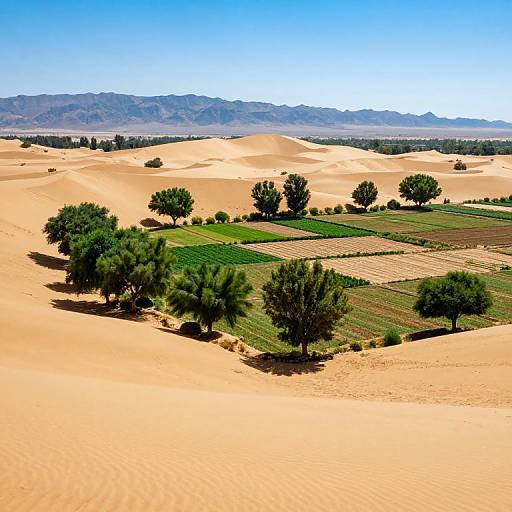 Lush Oasis Farms in Desert Dunes