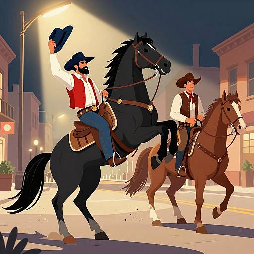 Nighttime Showdown: Cowboys in the City