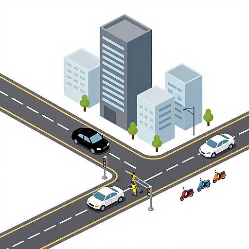 Isometric Vector City Road Scene