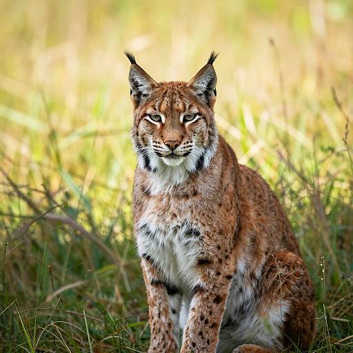Sunlit Lynx in Grassy Meadow