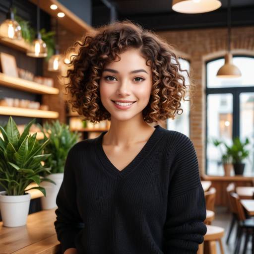 Stylish Young Woman in Cozy Cafe