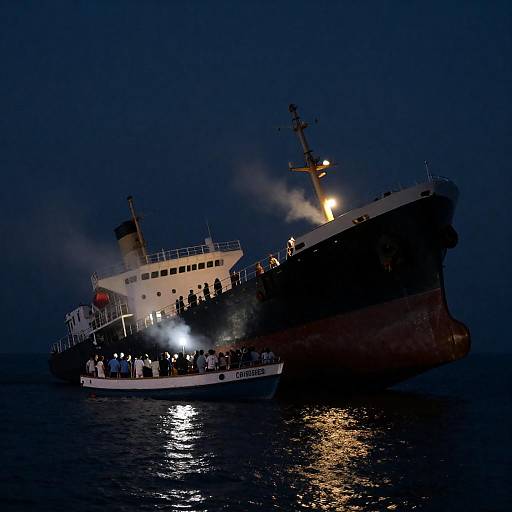 Dramatic Nighttime Ocean Encounter