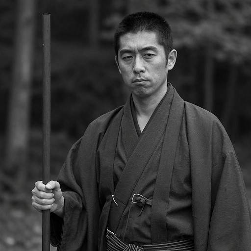 Serene Japanese Man in Kimono