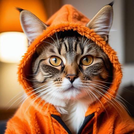 Cozy Cat in Fluffy Orange Hoodie