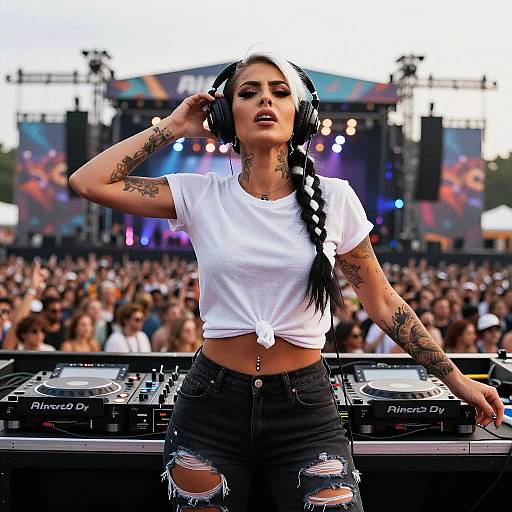 Photorealistic Passionate Female DJ Portrait