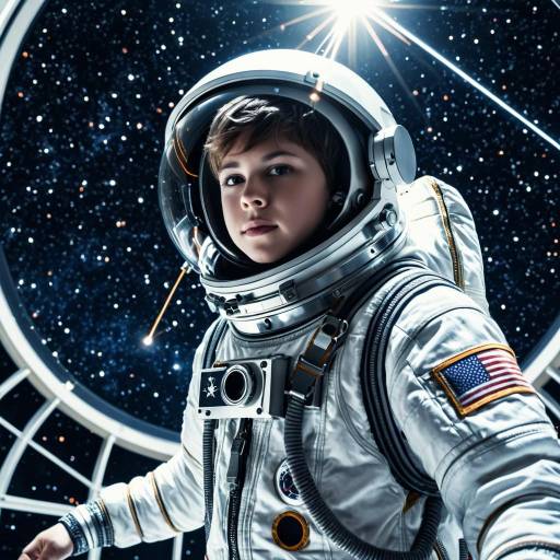 Adolescent Boy Astronaut in High-Tech Space Observatory