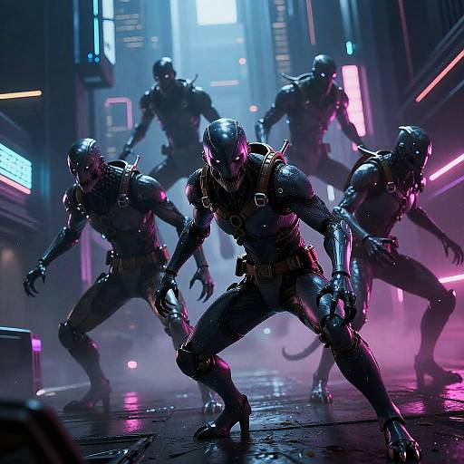 Futuristic Cyberpunk Predators in Neon City