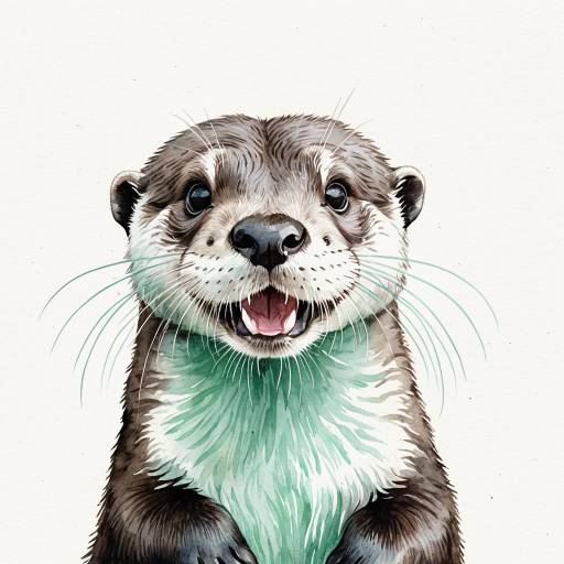 Watercolor Illustration of Playful Otter