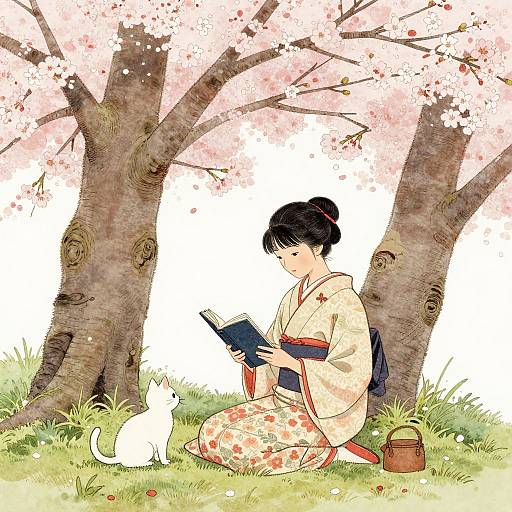 Serene Springtime Under Cherry Blossoms