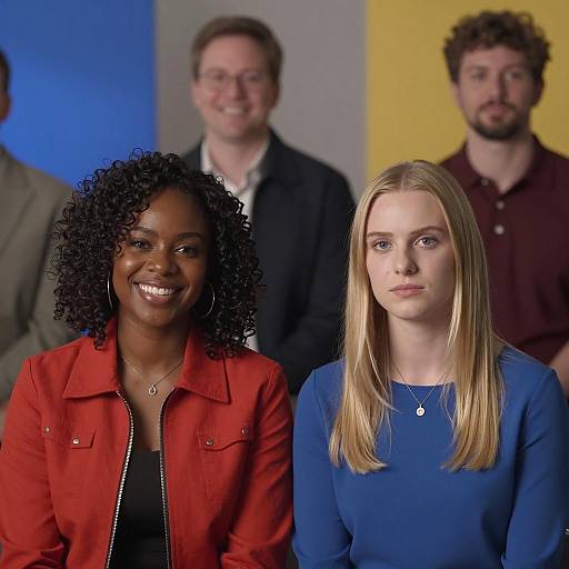 Candid Group Portrait with Blurred Lights