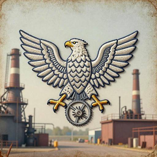 Vintage Mechanical Eagle Crest Art