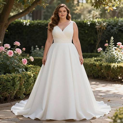 Elegant Plus Size Wedding Dress in Garden