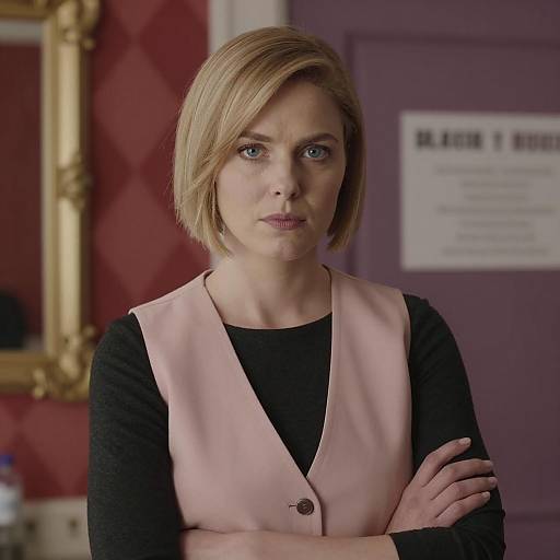 Stylish Woman with Intense Blue Eyes