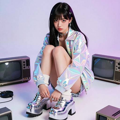Asian Y2K Cyber Aesthetic Woman