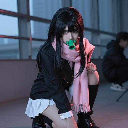 Dynamic Cosplay Scene with Bold Colors