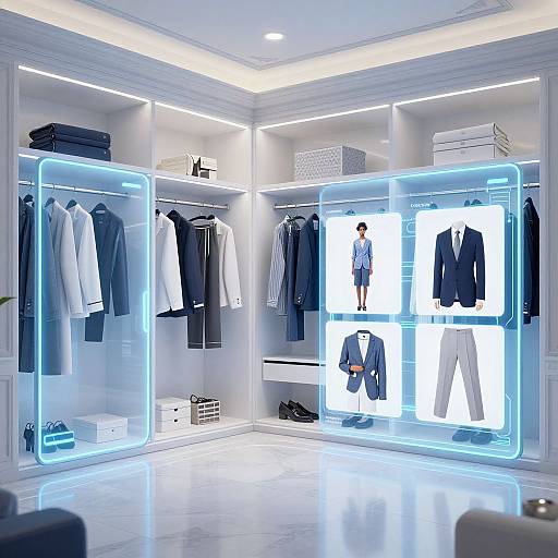Futuristic Closet With Digital Screens