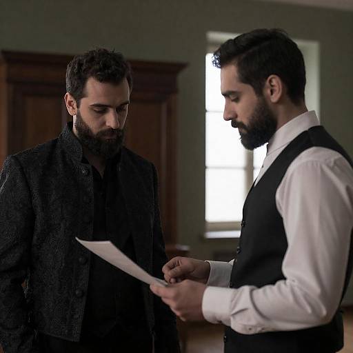 Two Bearded Men in Dim Study